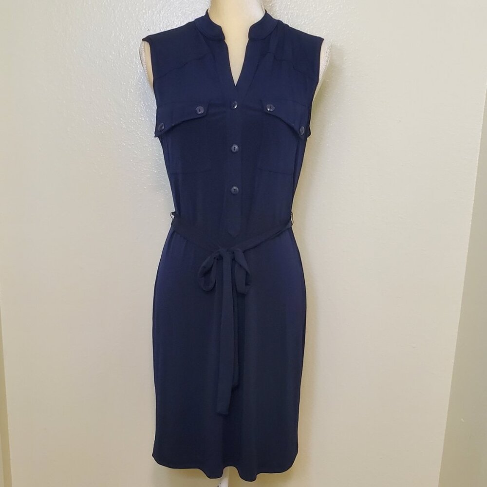 Women's EN FOCUS STUDIO Sleeveless Cargo Navy Blue Dress Sz 6 EUC